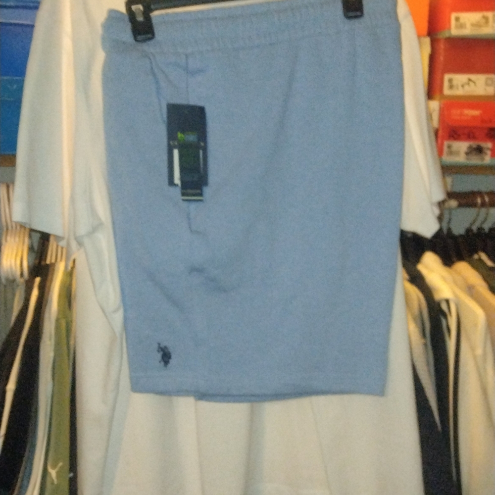 U.S. Polo Assn. Baby Blue Shorts And White Shirt Set - xxl